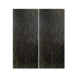 84 in. x 80 in. Hollow Core Charcoal Black Stained Solid Wood Interior Double Sliding Closet Doors