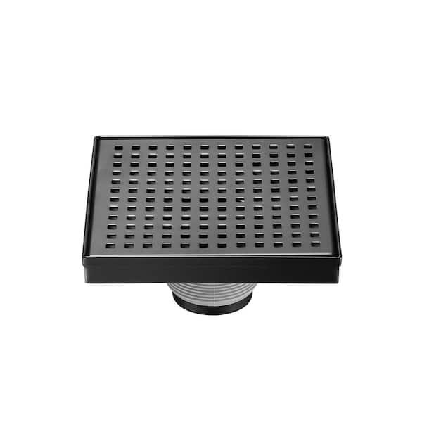 Mediterraneo 4.5 in. Square Black Shower Drain, Squares design