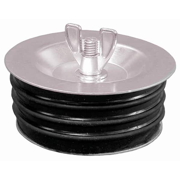 JONES STEPHENS 4 in. Pipe Size x 1-7/8 in. Height Mechanical Test Plug with Galvanized Steel Flanges for Cast Iron and Plastic Pipe