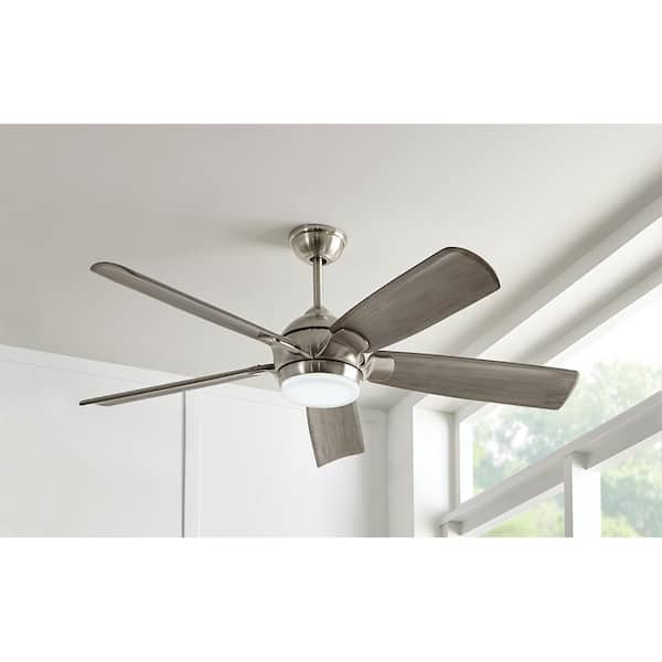 Camrose 60 in. White Color Changing Integrated LED Brushed Nickel Indoor Ceiling Fan with Light Kit and Remote Control
