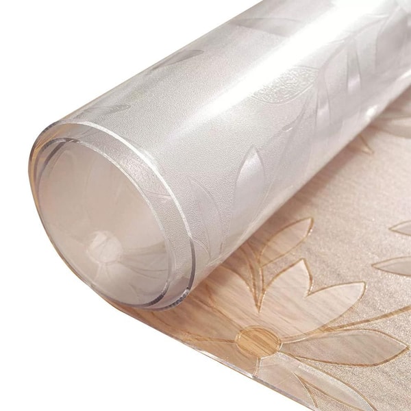 60 in. x 36 in. Clear PVC Table Protector Cover, 1. 5 mm Thick-Rectangle Floral Print Cosmo Tablecloth