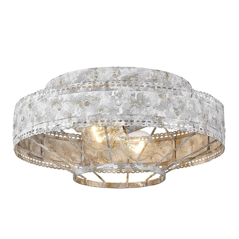 Oyster White Rustic Farmhouse 14" Flush Mount
