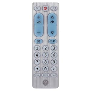 2-Device Big Button Universal TV Remote Control in Silver