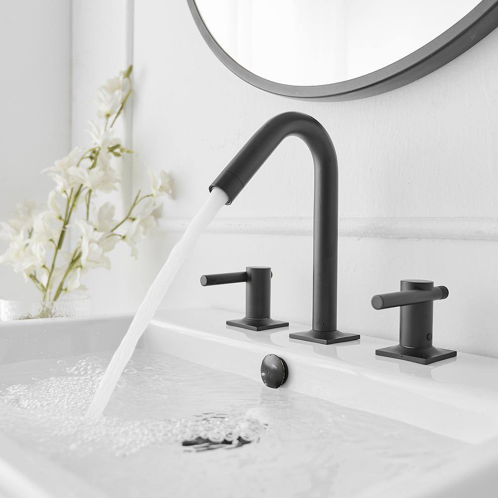 Matte Black 8-Inch Widespread Double Handle Bathroom Faucet