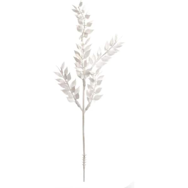 Larksilk 13 in. White Indoor/Outdoor Ruscus Artificial Shrub, 24-Pack Realistic Floral Decor, Floral Home by Artificial Flowers