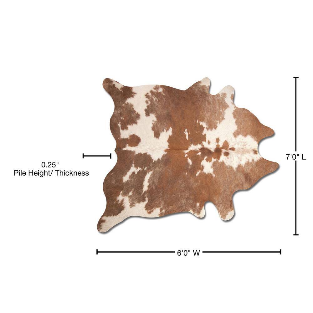 Handmade Brown and White Cowhide Area Rug, 6' x 7'