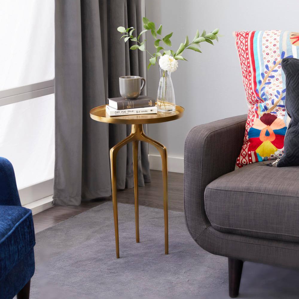 Chelsea Grove Sleek Gold Aluminum Round End Table