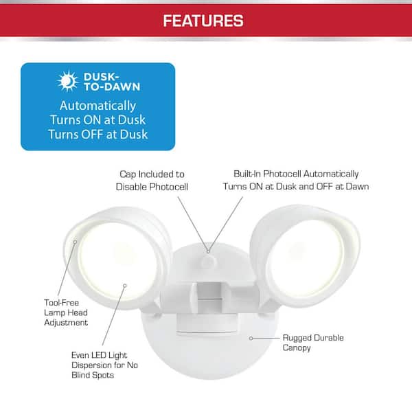 15-Watt 1400 Lumen White Dusk to Dawn or Switch Activated Integrated LED Flood Light