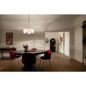 Kennewick 20 in. 3-Light Black Traditional Shaded Drum Chandelier for Dining Room