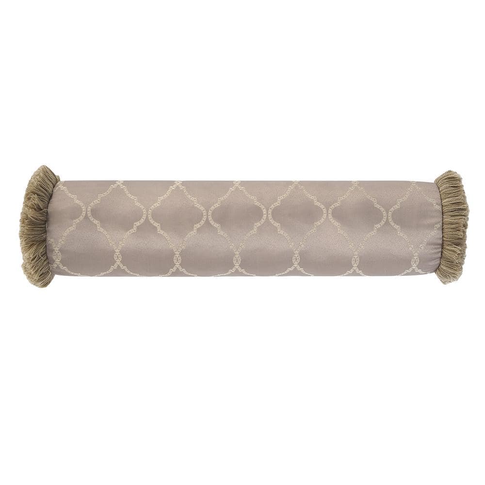 Taupe Jacquard and Taped Decorative Pillow Set