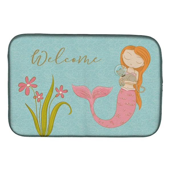 Caroline's Treasures Mermaid Welcome Purple Dish Drying Mat 