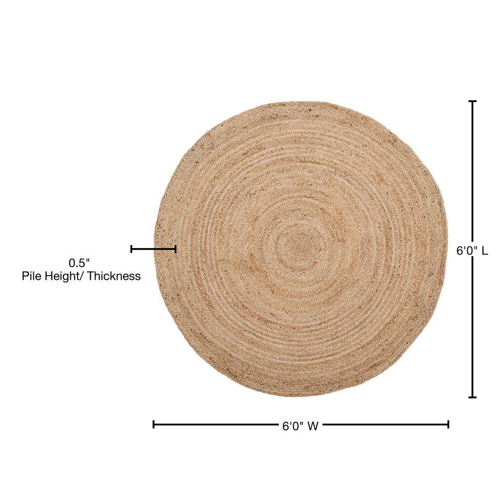 Handmade Ivory Jute Traditional Braided Round Rug