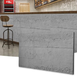 1.18 in. x 23.6 in. x 48.4 in. Gray Stone Texture Finish Square Edge PU Decorative Wall Paneling (4-Pack)