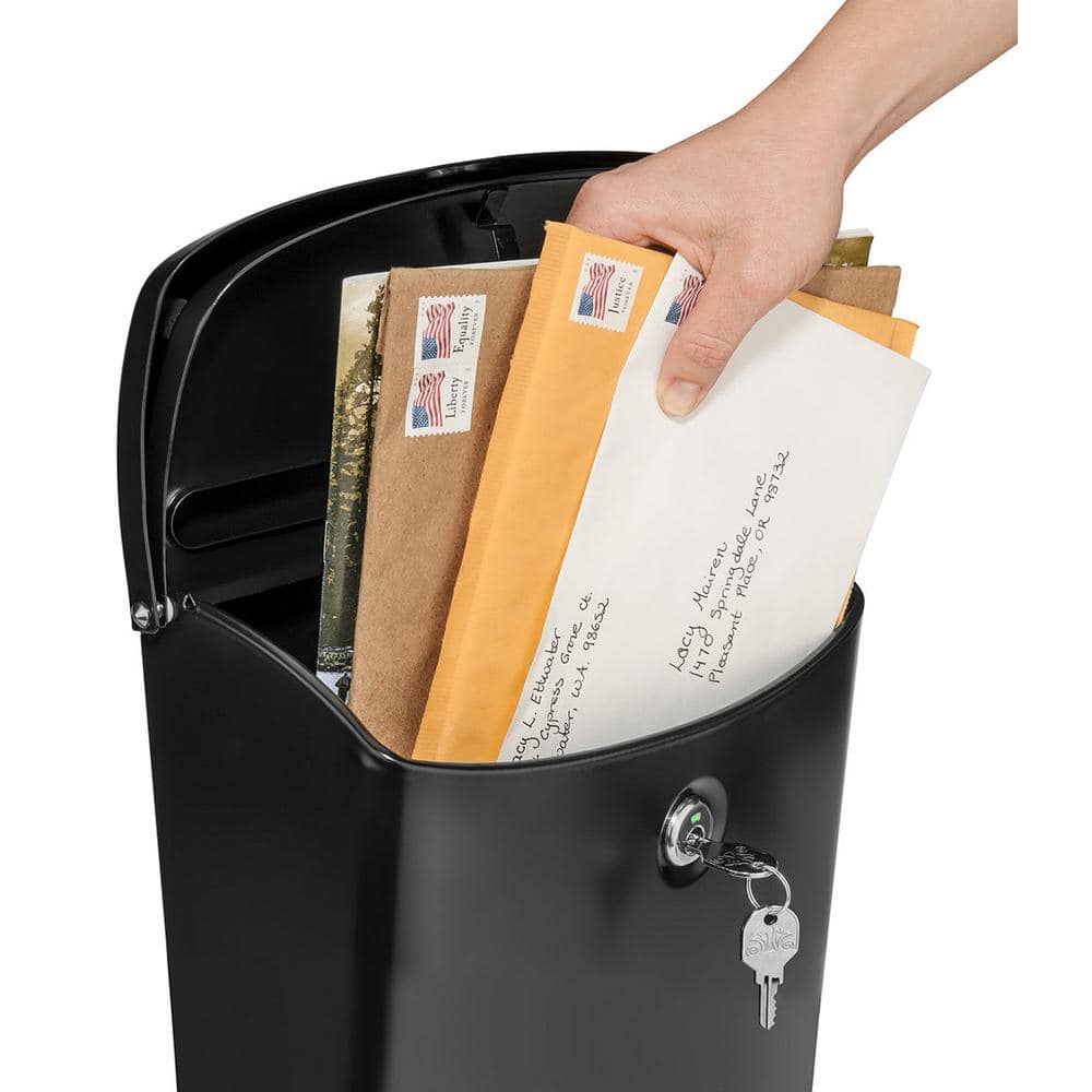 Black Steel Lockable Wall Mount Mailbox