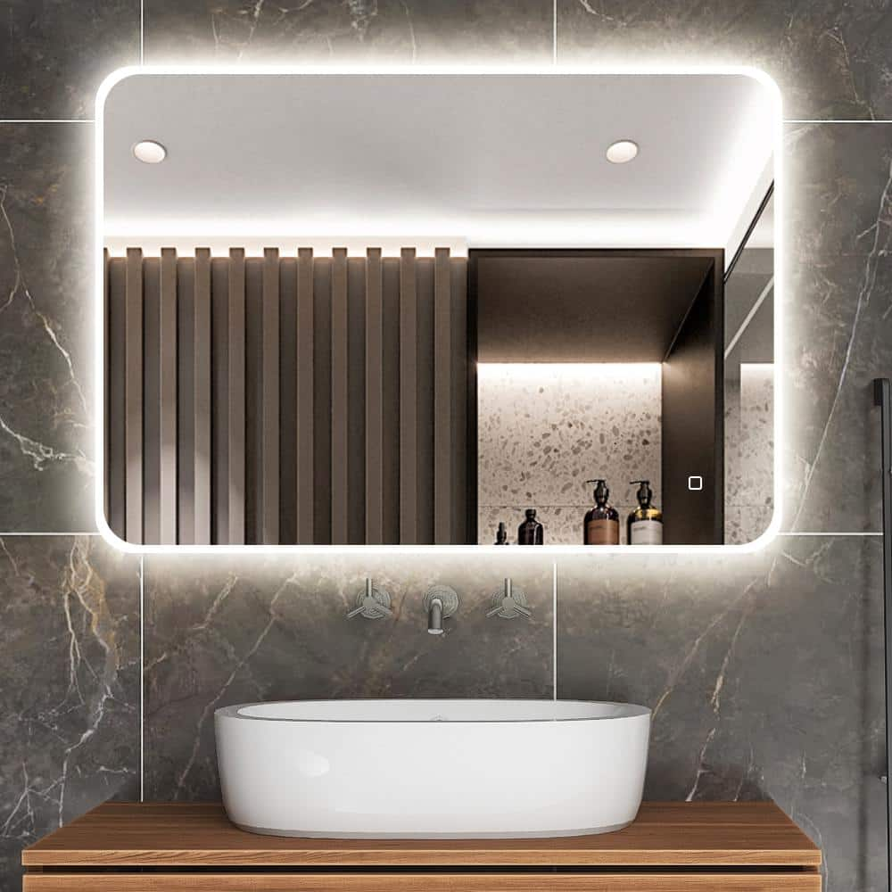 Kinwell 32 In W X 24 In H Frameless Rectangular Led Light Bathroom Vanity Mirror Ucm3017 6080