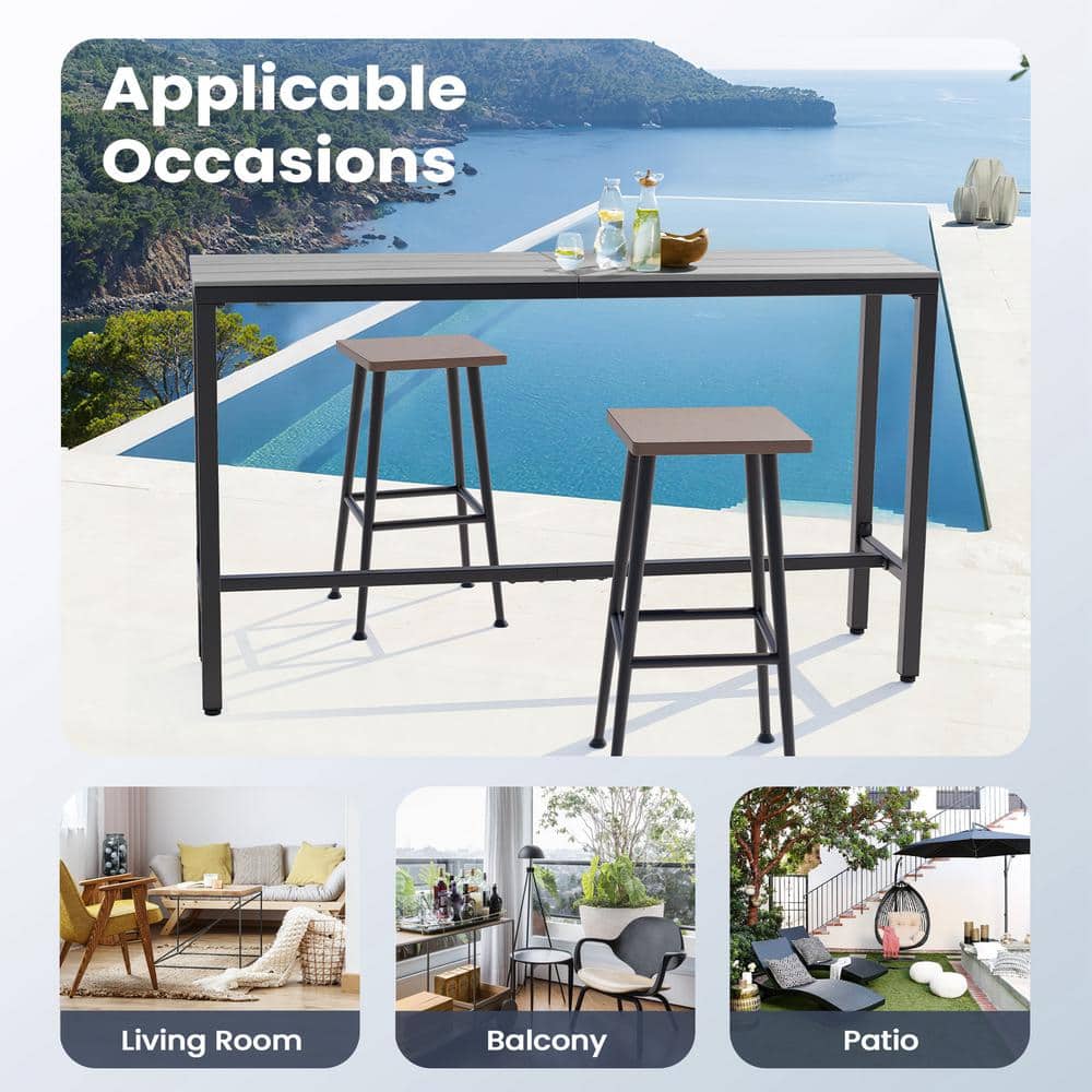 Gray Composite and Steel Counter Height Outdoor Bar Table