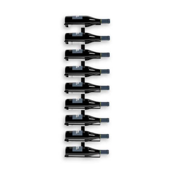 9-Bottle Black 35.43 in.W Metal Wall Mounted Wine Rack Wine Bottle Storage Organizer for Home Bar, Kitchen, Wine Cellar