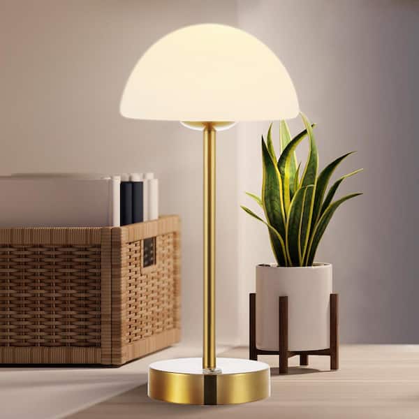 JONATHAN Y Carson 12.75 in. Brass Gold/White Modern Minimalist Iron  Rechargeable Integrated LED Table Lamp JYL7110C - The Home Depot