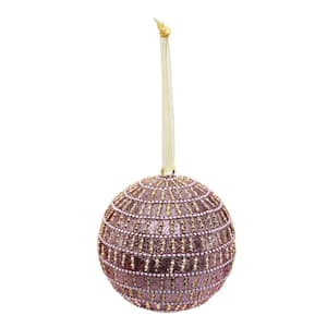 Glistening Candy Pink Stripe Handcrafted Globe Christmas Ornament (4-Pack)