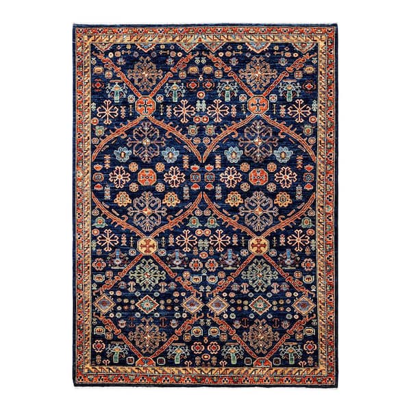 Solo Rugs Serapi One-of-a-Kind Traditional Blue 5 ft. x 7 ft. Hand Knotted Tribal Area Rug