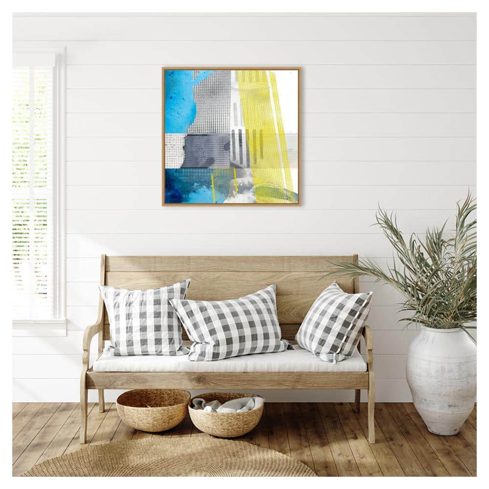 Origin Yellow I Abstract Canvas Print with Maple Frame