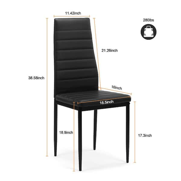 GOJANE Black Upholstered French Dining Chair with Rubber Legs PU