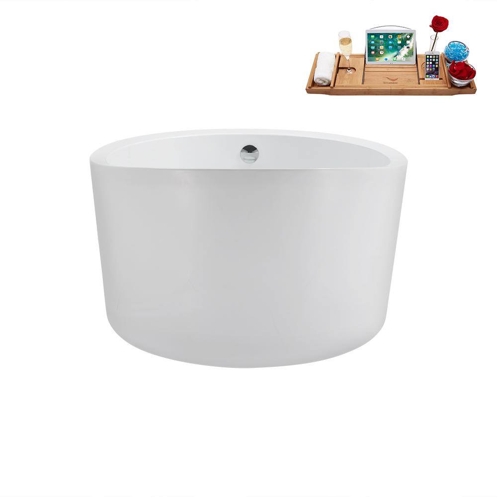 43.3'' Glossy White Round Acrylic Freestanding Soaking Tub