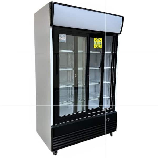 Elite Kitchen Supply 34.4 cu. ft. Commercial Merchandiser Refrigerator with slide Glass Doors ESM43S in Black