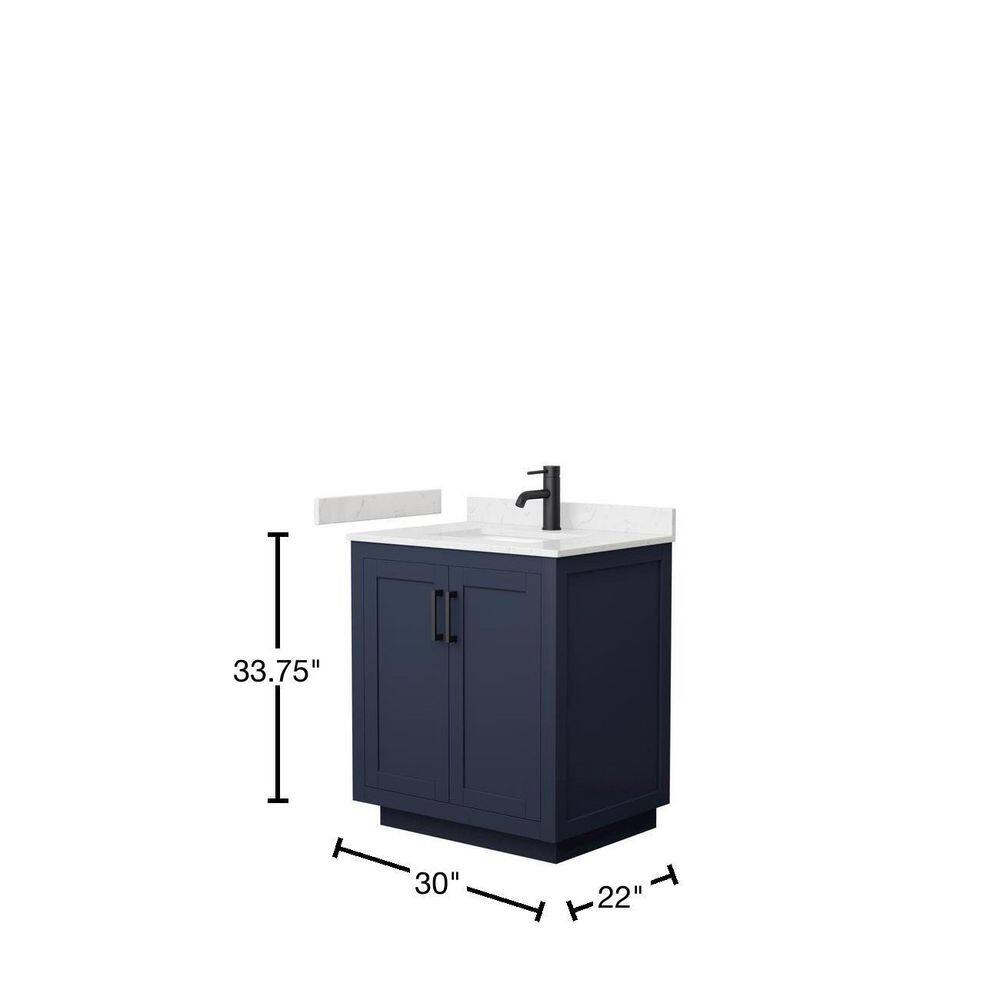 Miranda Dark Blue 30" Freestanding Single Bathroom Vanity with Marble Top