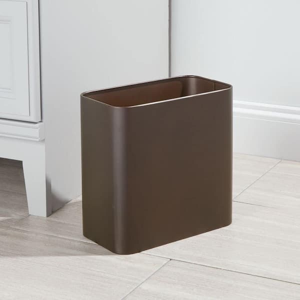 2.4 Gal. Gray Rectangular Plastic Trash Can with Push On Lid HPBZYNWH03 -  The Home Depot