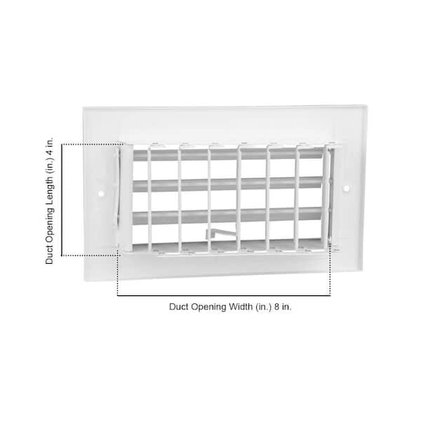 8 in. x 4 in. 1-Way Aluminum Adjustable Curved Blade Wall/Ceiling Register in White