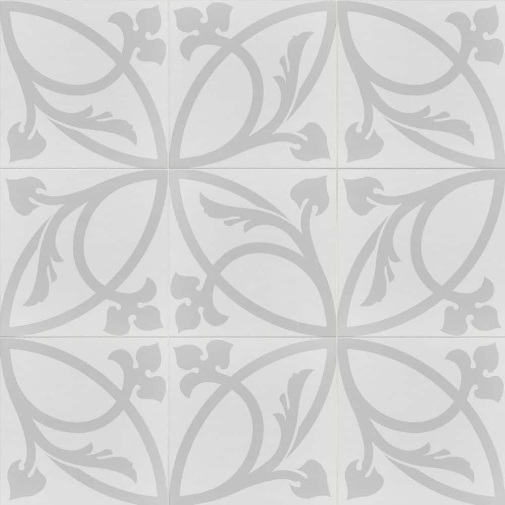 Merola Tile Caprice Liberty White 7-7/8 in. x 7-7/8 in. Porcelain