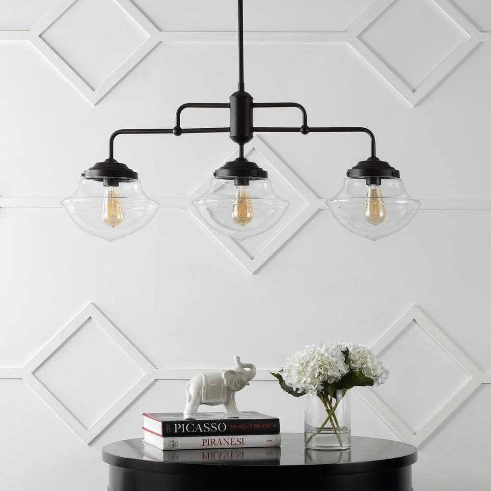 Avery 37.5" Oil-Rubbed Bronze 3-Light Industrial Rustic LED Linear Pendant