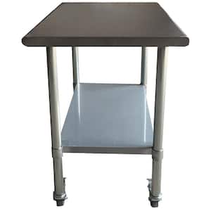 48 in. Stainless Steel Kitchen Utility Table with Casters and Adjustable Shelf