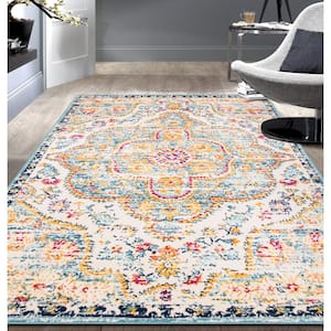 Distressed Vintage Bohemian 3 ft. 3 in. x 5 ft. Blue Area Rug