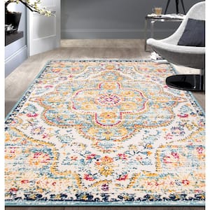 Distressed Vintage Bohemian 7 ft. 10 in. x 10 ft. Blue Area Rug