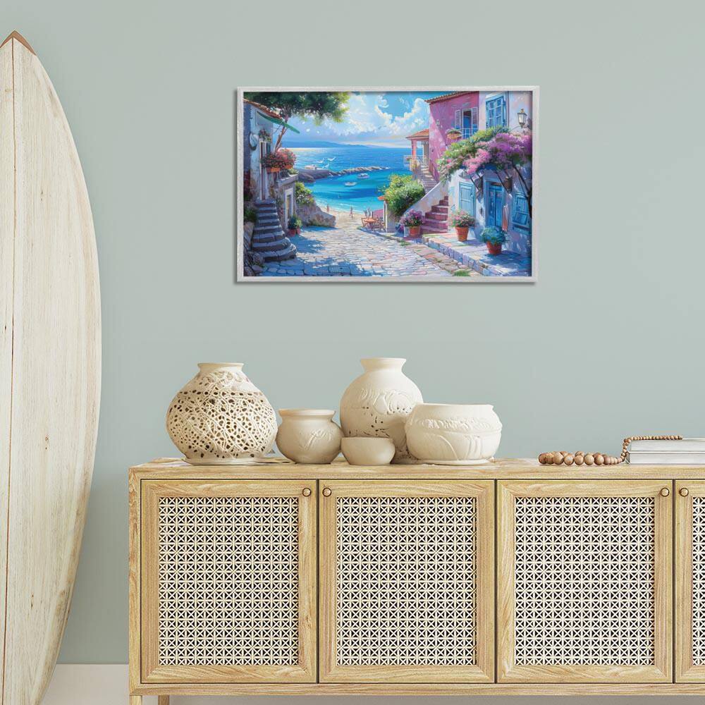 Seaside Village Cobblestones by LSR Design Studio Gray Framed Nature Giclee Art Print 20 in. x 30 in. price history on PriceWatchPro