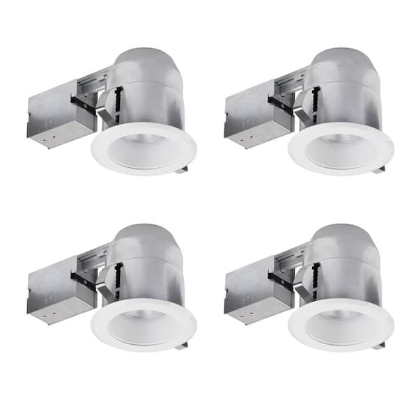 Globe Electric 5 in. White IC Rated Round Recessed Lighting Kit (4-Pack)