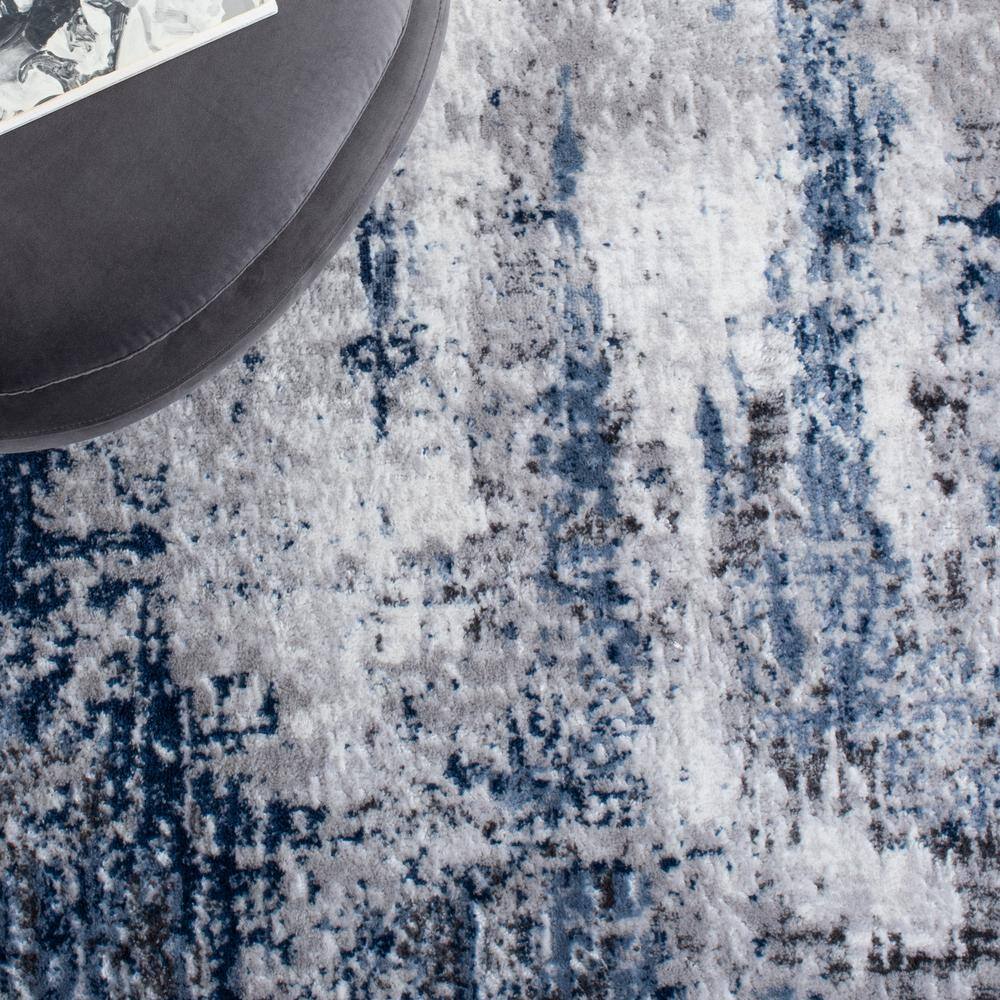 Amelia Gray and Blue Abstract 8' x 10' Area Rug