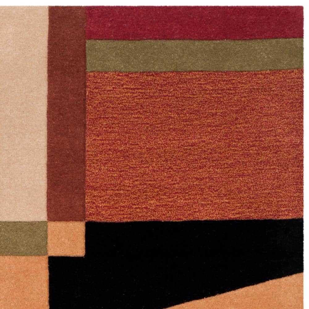 Hand-Tufted Red Wool Rectangular Area Rug