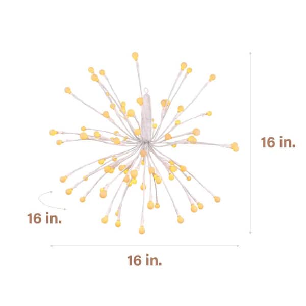 16 in. Prelit LED Starburst with White Caps, Weather Resistant Decoration for Indoor and Outdoor Use, Set of 6