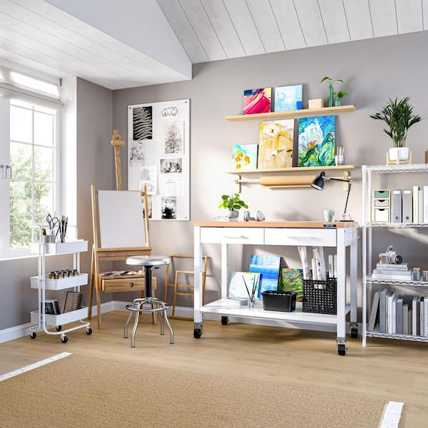 Seville Classics Stainless Steel Rolling Work Center Island Table