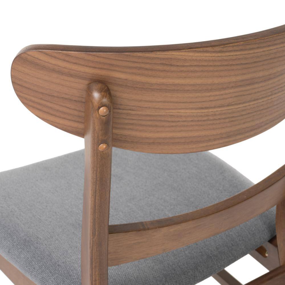 Set of 4 Dark Gray Upholstered Ladderback Wooden Dining Chairs
