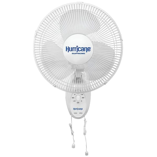 Supreme 12 in. Oscillating 3 Speed Portable Wall Mount Fan, White