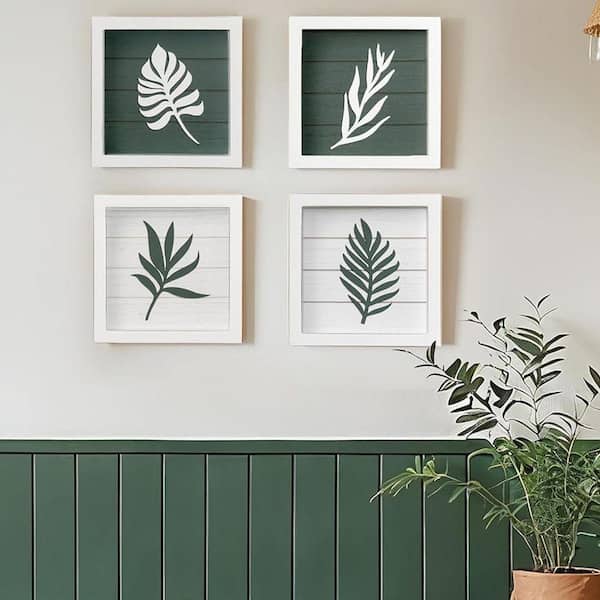 4 Piece Wood Framed 3D Wall Art Print 7 in. x 7 in. Z0F8R5BZ5Y