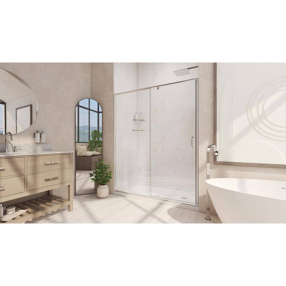 Flex Dreamline 60" x 74.75" Rectangular Brushed Nickel Pivot Shower Kit