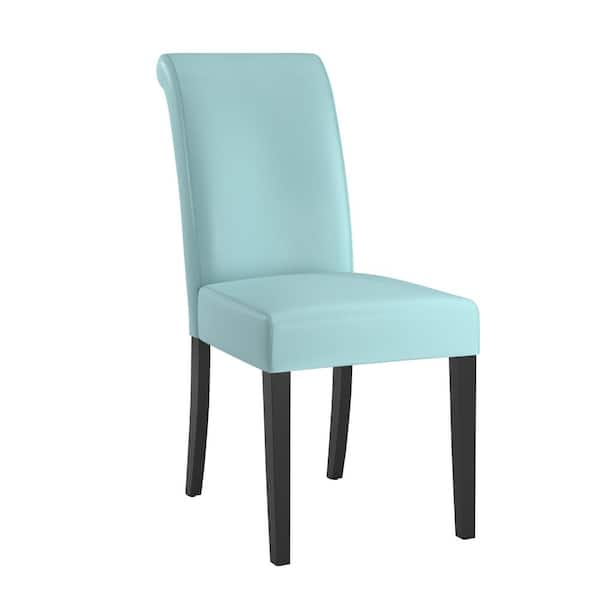 Light blue deals leather dining chairs