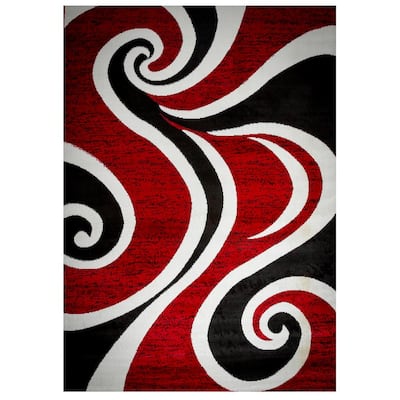 Msrugs Berinda Red Black 3 Ft X 5, Red Gray And Black Area Rugs