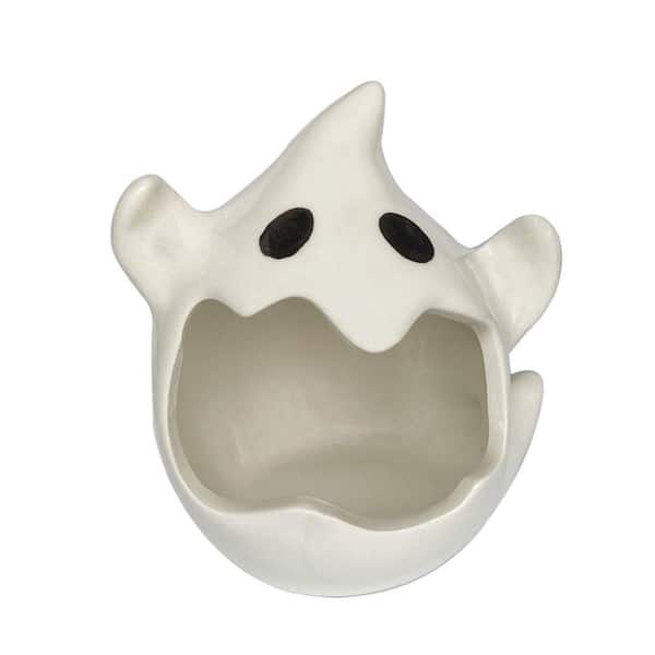 1-Piece Ghost Shaped Ceramic Bowl, Versatile Organizer for Candy, Halloween Decorative Desktop Jar & Diffuser Holder