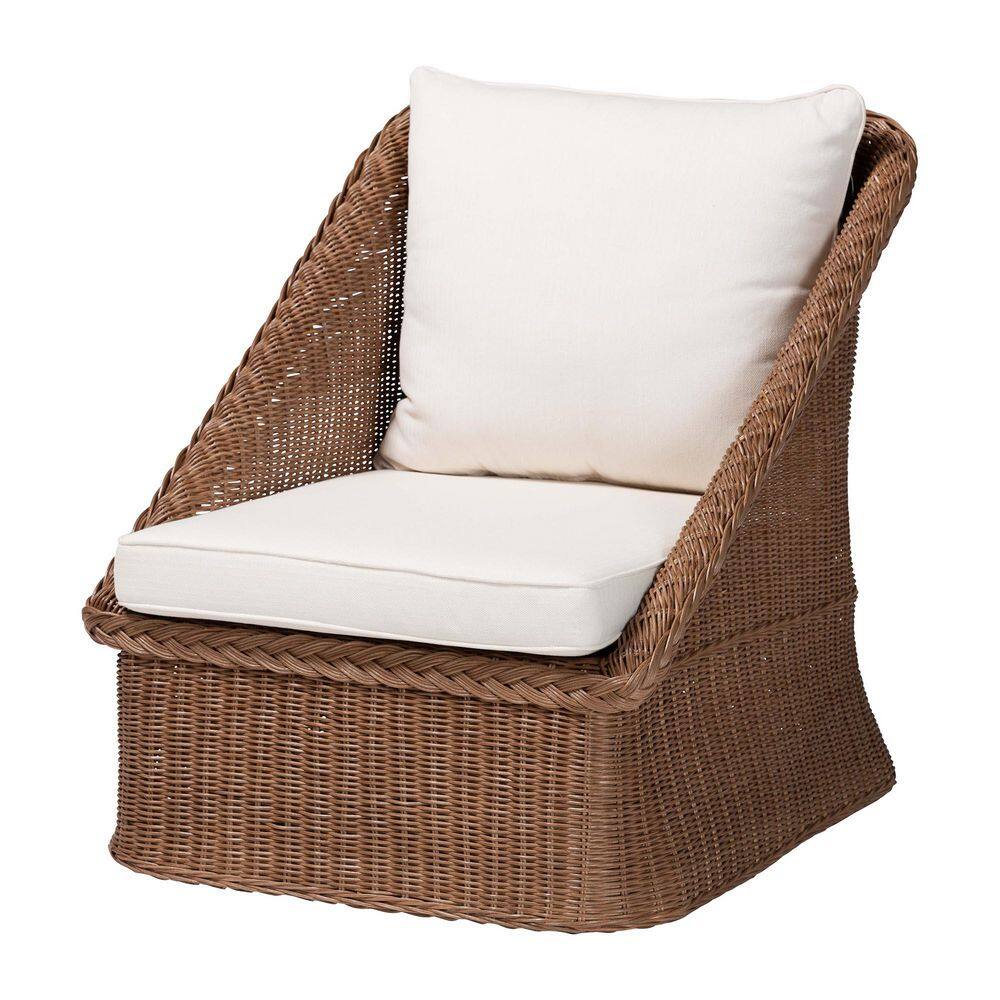 Handcrafted Brown Rattan Accent Chair Set with Cushions